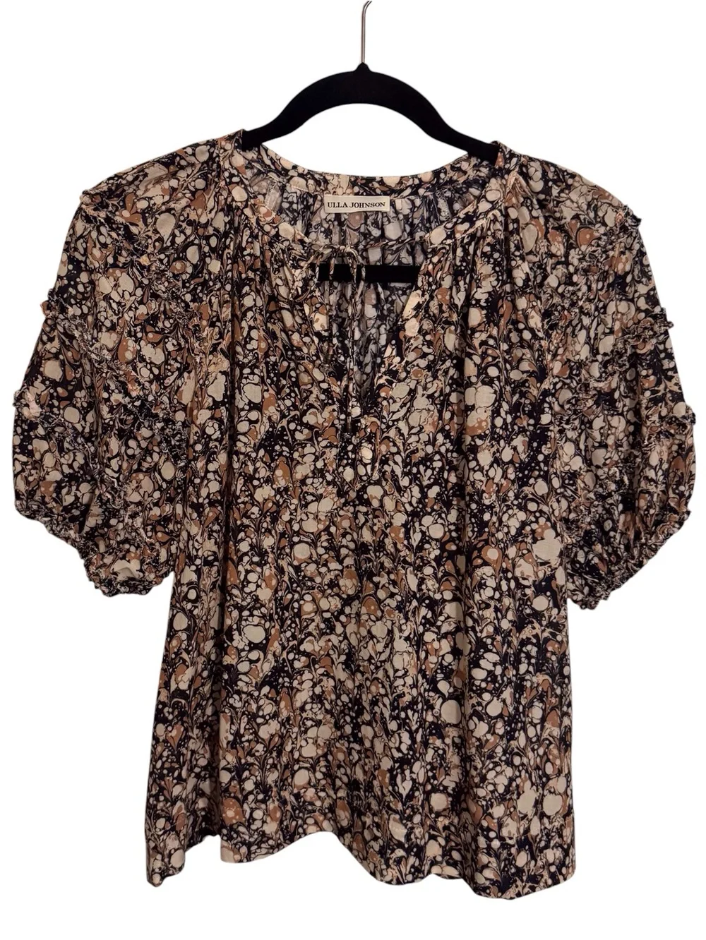 Ulla Johnson Size 0 Floral Marble Print Aiko Blouse Top Boho Cottagecore Western